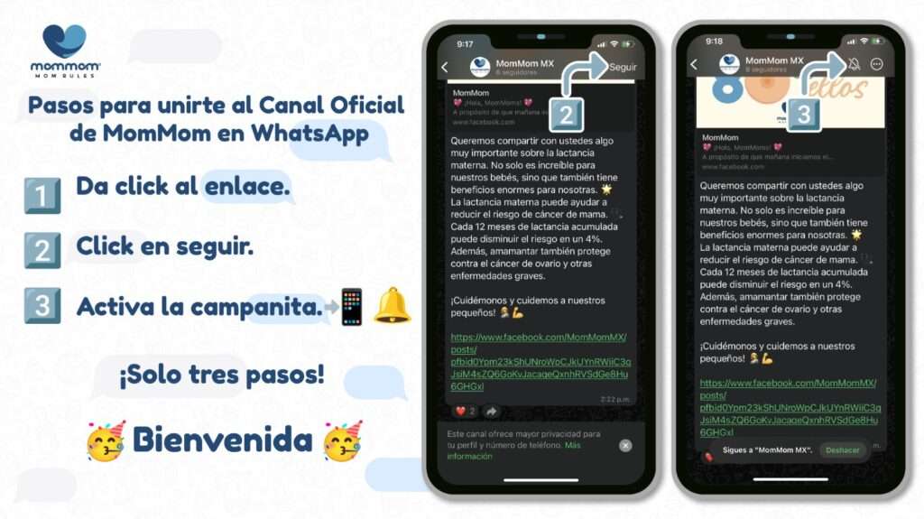 Pasos para unirse al canal de WhatsApp de MomMom